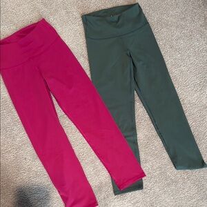 Old Navy Pink and Green High-Waisted Leggings